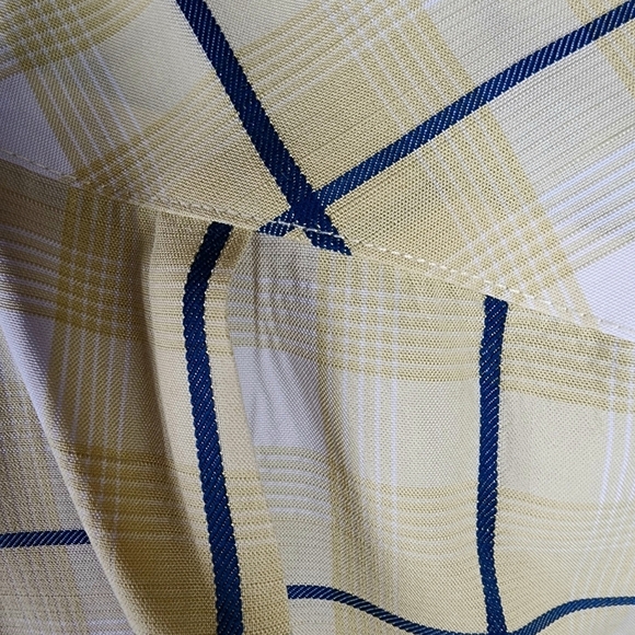 Quicksilver Plaid Button Front Shirt Short Sleeve Yellow Navy White Size XL - Picture 13 of 16